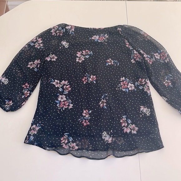 ❤️ 🆕 ROZ & ALI Floral Slit 3/4 Sleeve Career Blouse Size Small - Picture 3 of 5